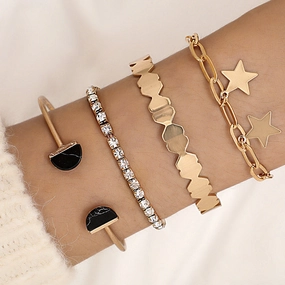 Wholesale Retro Creative Imitation Marble Geometric Open Bracelet Set of Four