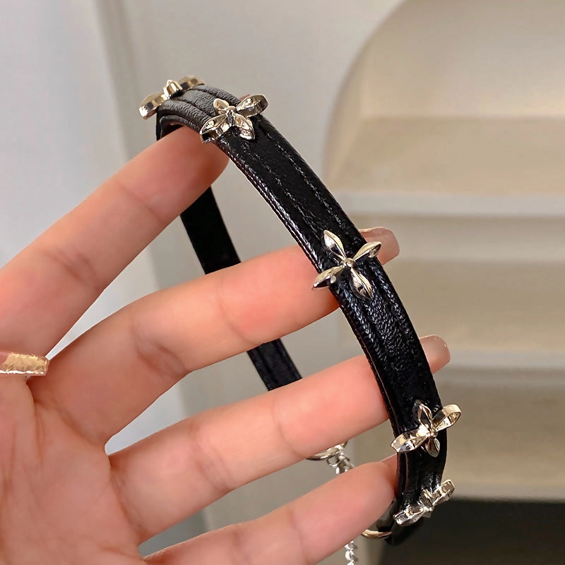 Wholesale Retro dark cross punk gothic style leather clavicle chain