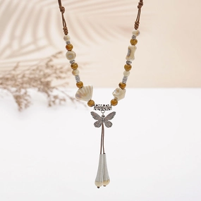 Wholesale Retro ethnic style ceramic necklace long sweater chain