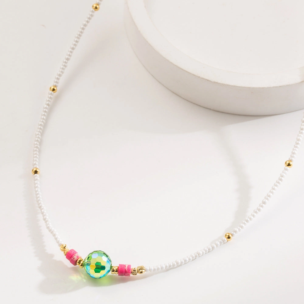 Wholesale Retro Ethnic Style Colored Natural Stone Beads, Light Luxury, High-end Clavicle Chain
