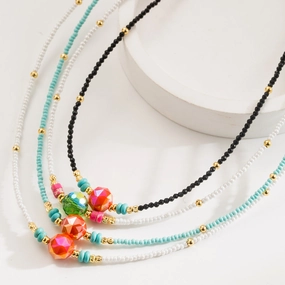 Wholesale Retro Ethnic Style Colored Natural Stone Beads, Light Luxury, High-end Clavicle Chain