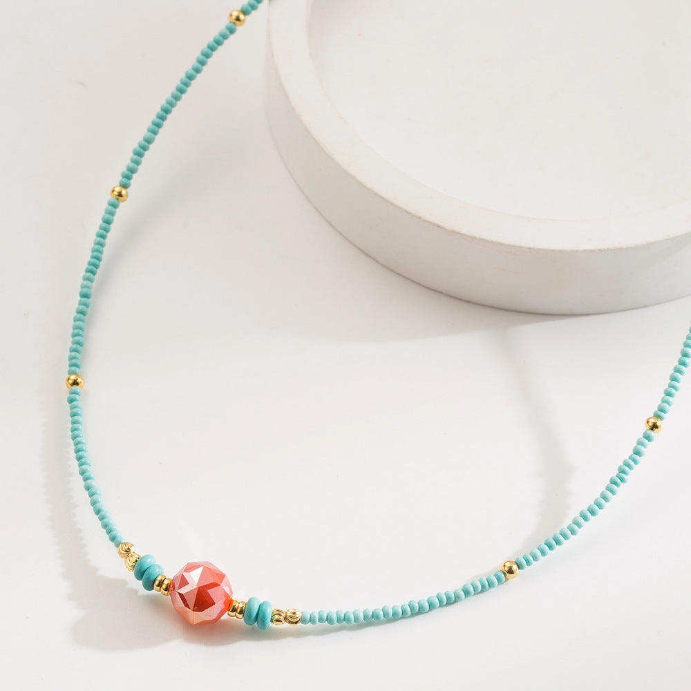 Wholesale Retro Ethnic Style Colored Natural Stone Beads, Light Luxury, High-end Clavicle Chain
