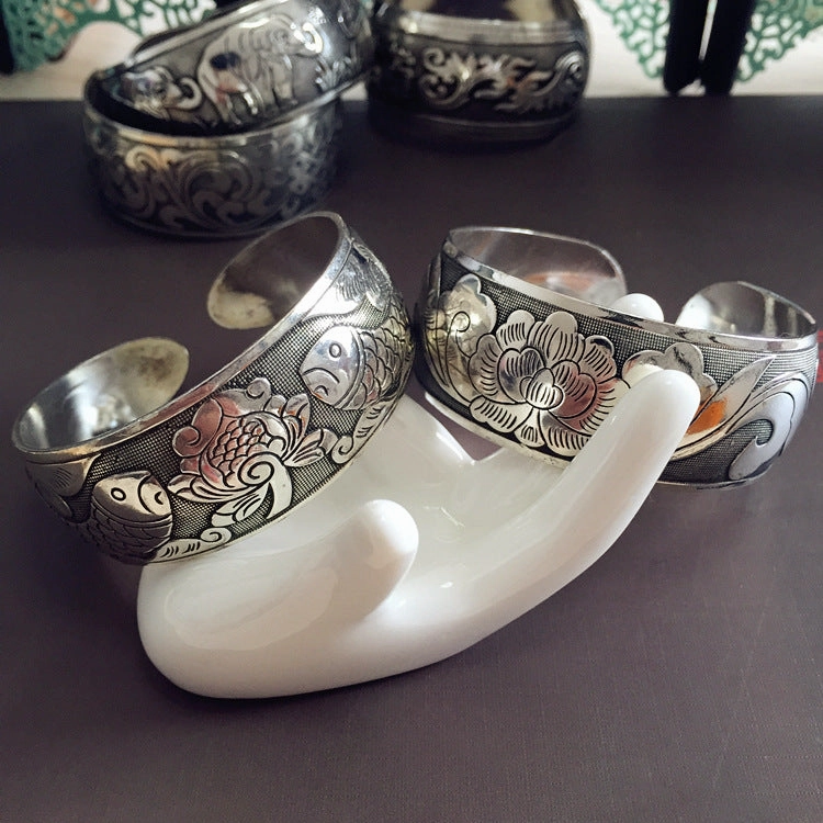 Wholesale Retro Ethnic Style Silver Bracelet