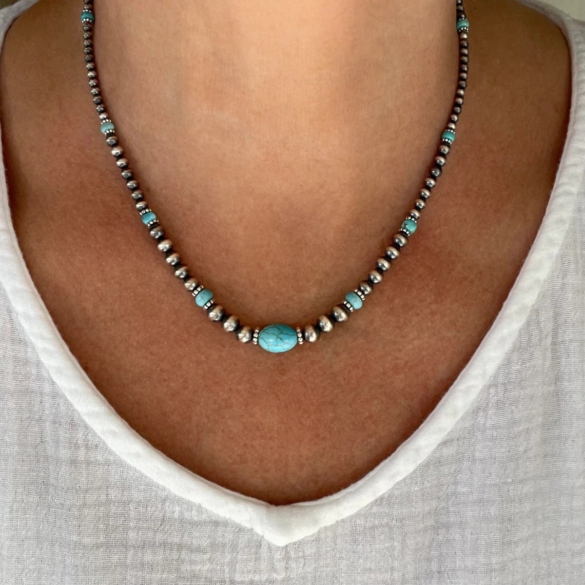 Wholesale Retro Ethnic Turquoise Necklace Earrings suit
