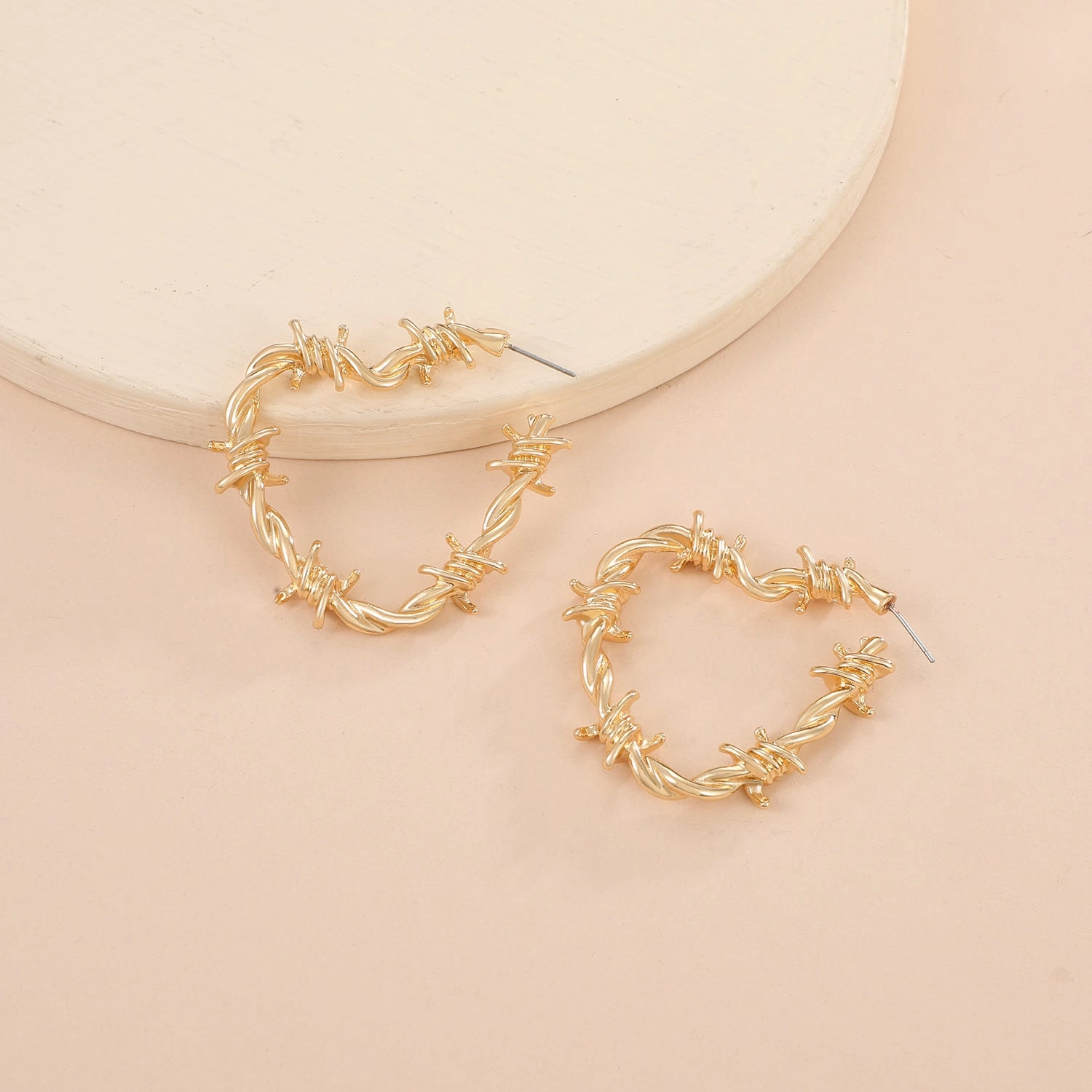 Wholesale Retro Exaggerated Cold Wind Thorn Love Earrings