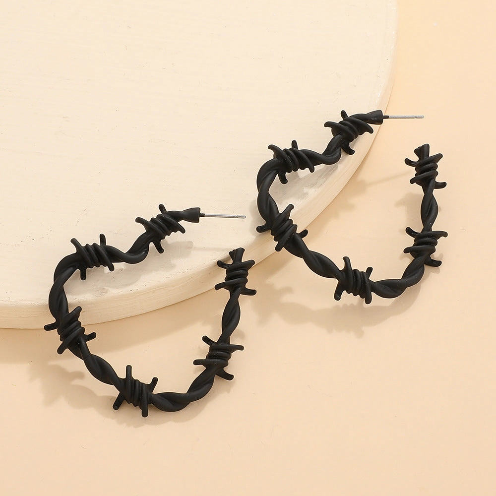 Wholesale Retro Exaggerated Cold Wind Thorn Love Earrings