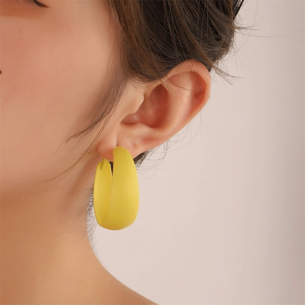Wholesale Retro exaggerated large earrings with colorful C-shaped earrings