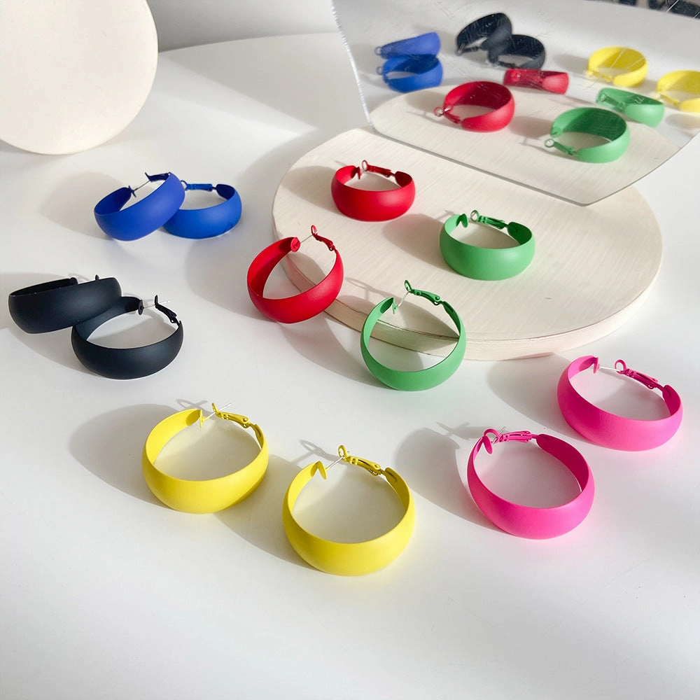 Wholesale Retro exaggerated large earrings with colorful C-shaped earrings