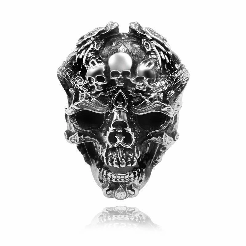 Wholesale Retro exaggerated skull men's open adjustment ring