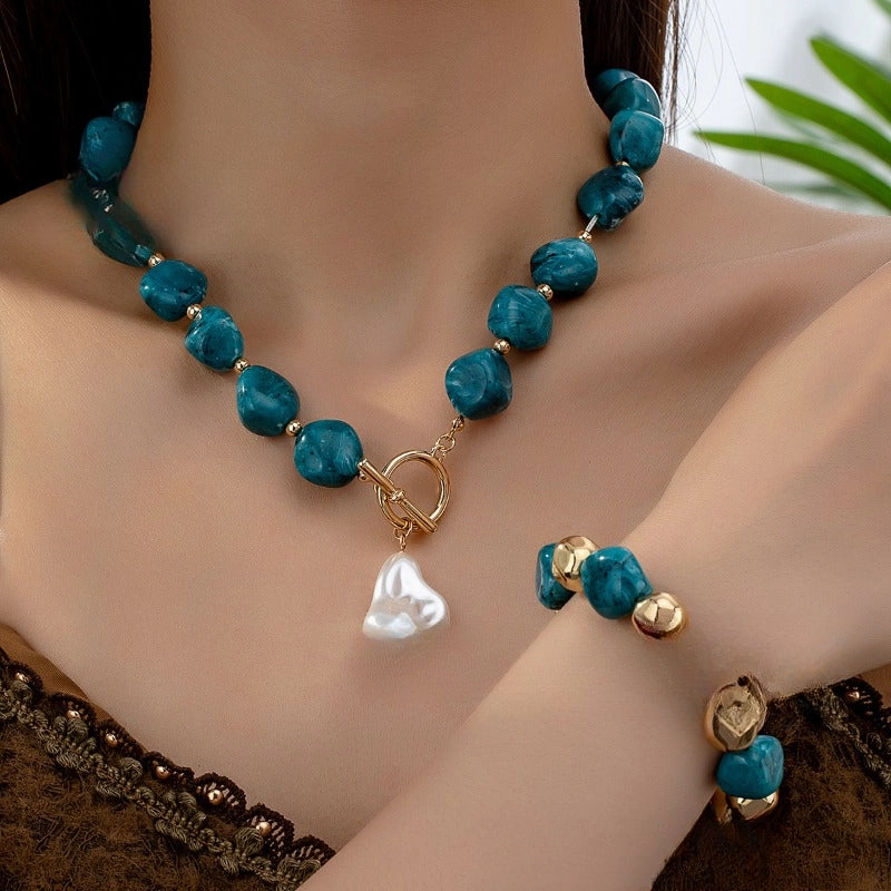 Wholesale Retro Fashion Style Bohemian Acrylic Imitation Jade Necklaces