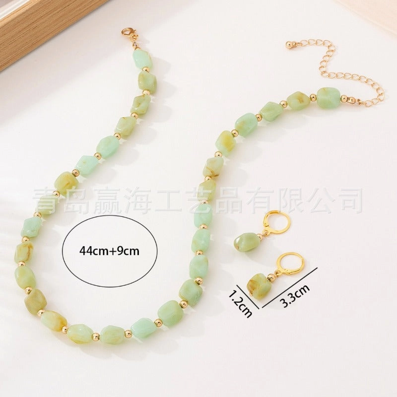 Wholesale Retro Fashion Style Bohemian Acrylic Imitation Jade Necklaces