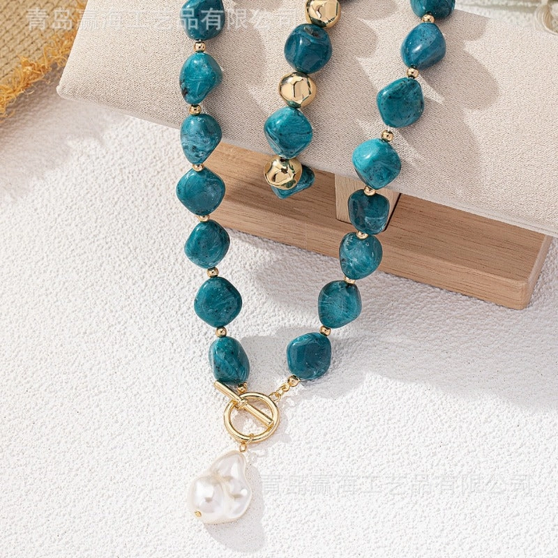 Wholesale Retro Fashion Style Bohemian Acrylic Imitation Jade Necklaces