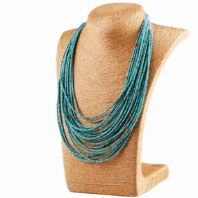 Wholesale Retro Gemstone Exaggerated Personality Bohemian Water Drop Multi-layered Rice Bead Necklaces
