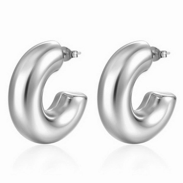 Wholesale Retro Geometric Irregular C Shape Polka Dot Gold Plated Earrings