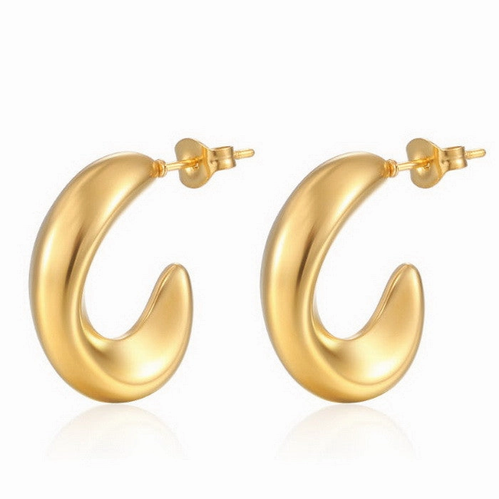 Wholesale Retro Geometric Irregular C Shape Polka Dot Gold Plated Earrings
