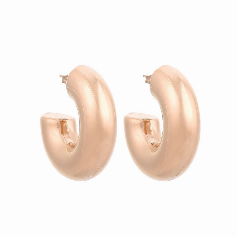 Wholesale Retro Geometric Irregular C Shape Polka Dot Gold Plated Earrings