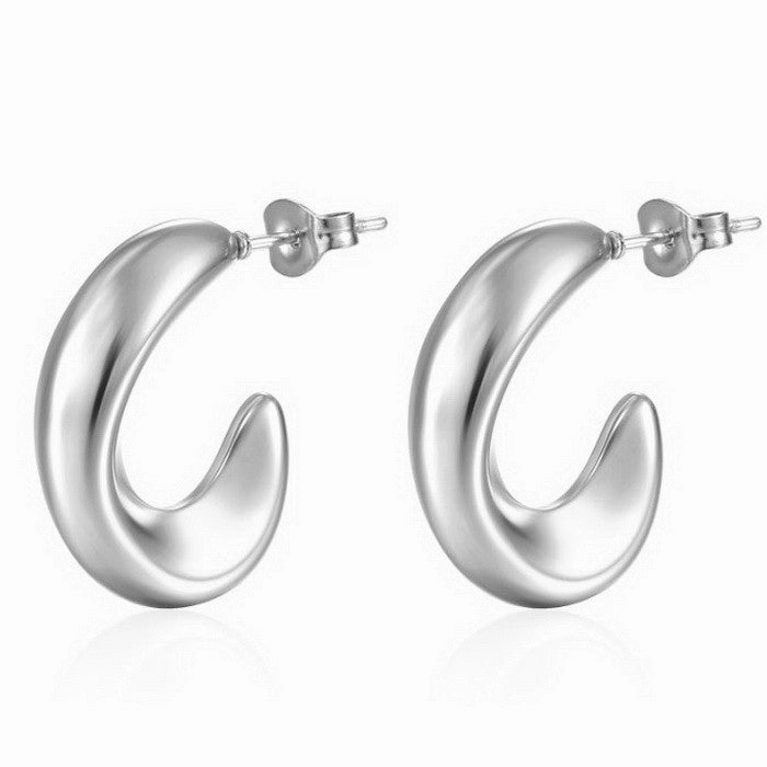 Wholesale Retro Geometric Irregular C Shape Polka Dot Gold Plated Earrings