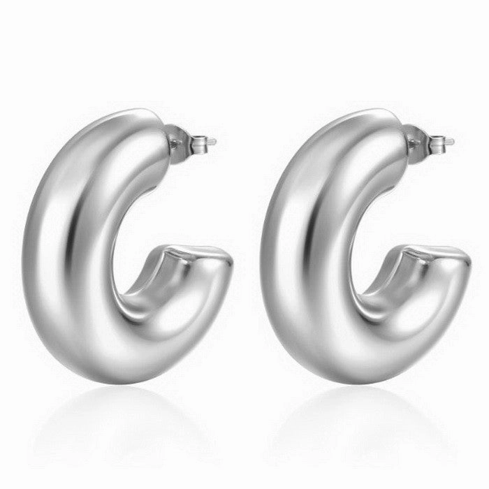 Wholesale Retro Geometric Irregular C Shape Polka Dot Gold Plated Earrings