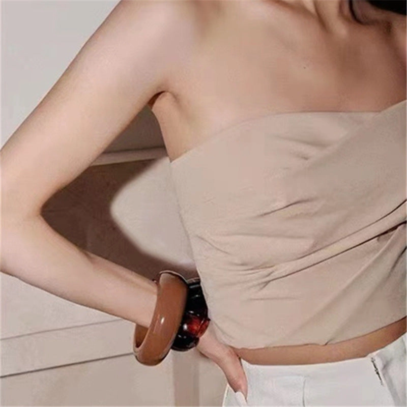Wholesale Retro Geometric Round Smudged Transparent Bracelet
