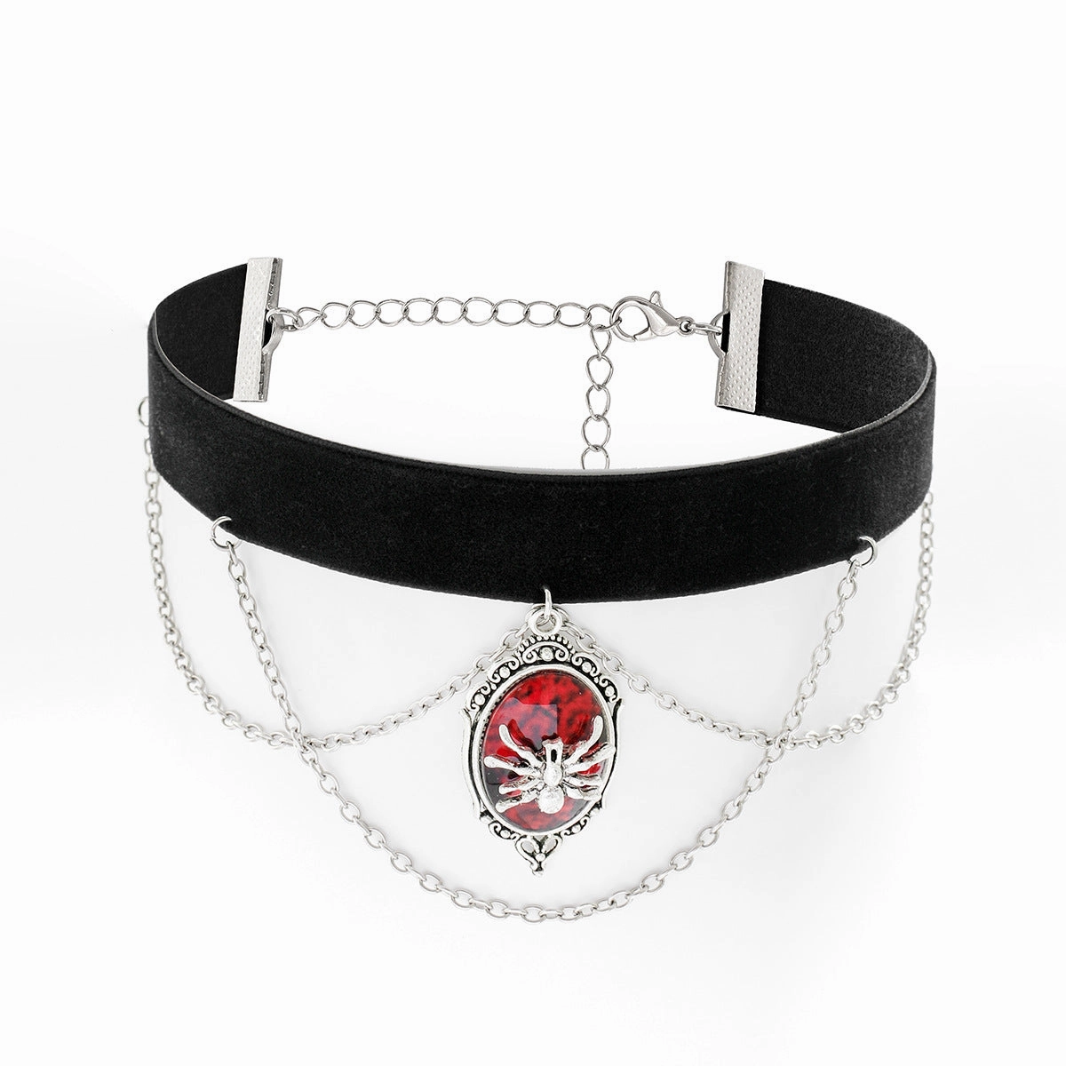 Wholesale Retro Gothic Dark Velvet Red Spider Collar