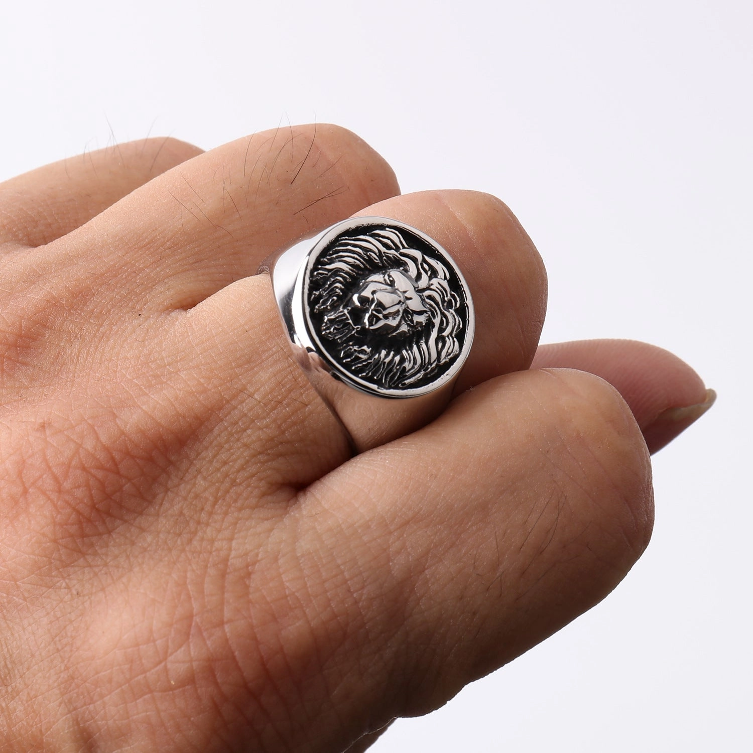 Wholesale Retro Lion's Head Stainless Steel Men's Ring