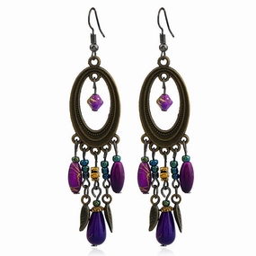 Wholesale Retro long tassel earrings stud bohemian