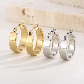 Wholesale Retro Niche Circles Sweet Cool Gold Plated Earring