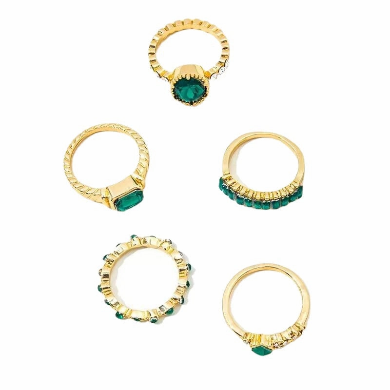 Wholesale Retro Niche High-end Style Ring Design Diamond Oval Ring Set