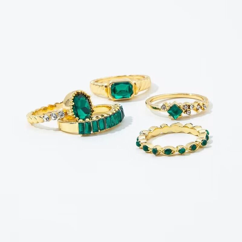 Wholesale Retro Niche High-end Style Ring Design Diamond Oval Ring Set