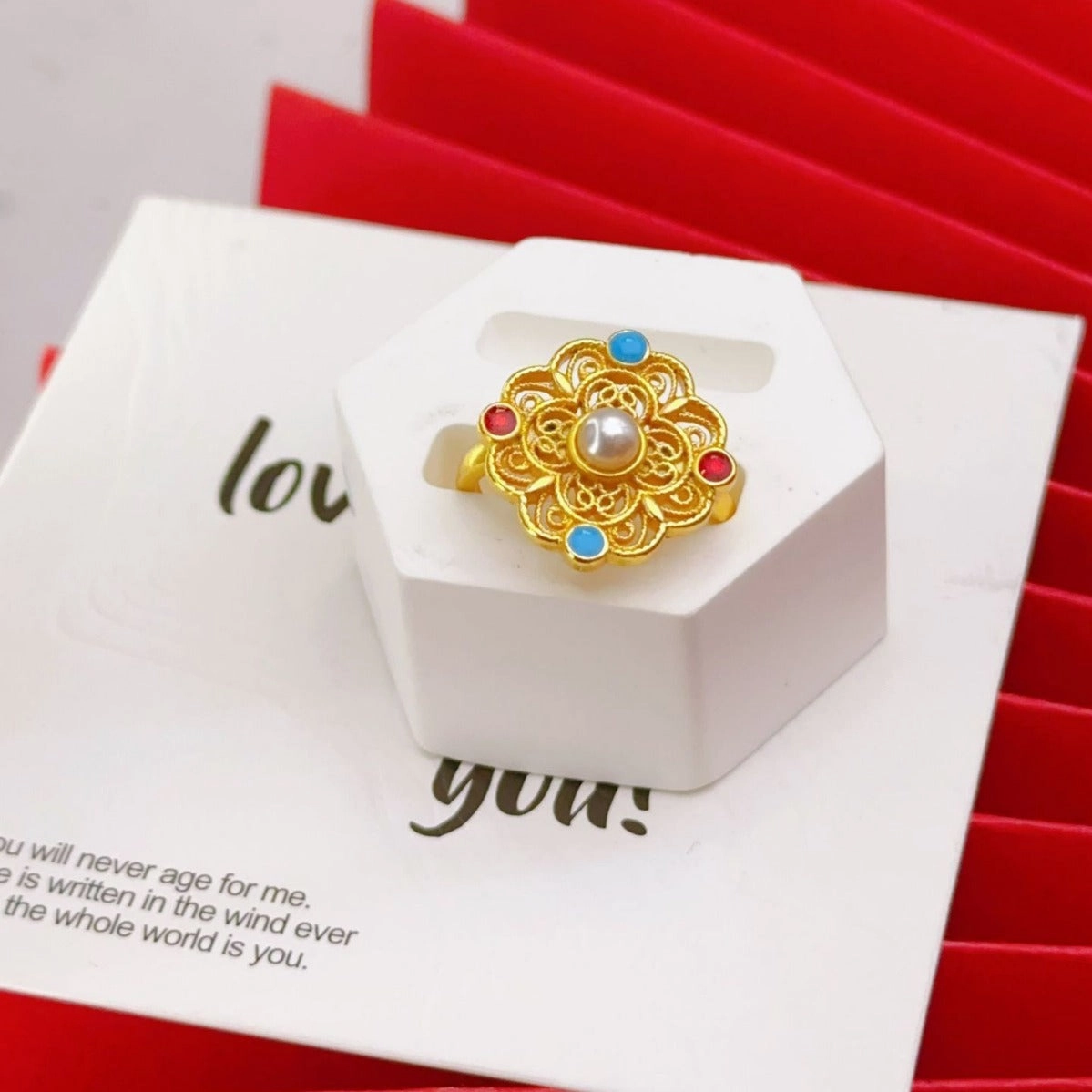 Wholesale Retro Palace Style Pearl Ring