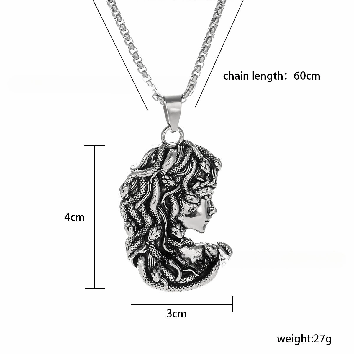 Wholesale Retro Punk Snake Medusa Stainless Steel Necklace
