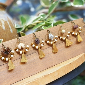 Wholesale Retro Real Fruit Exaggerated Large Hoop Hanging Wooden Beads Earrings