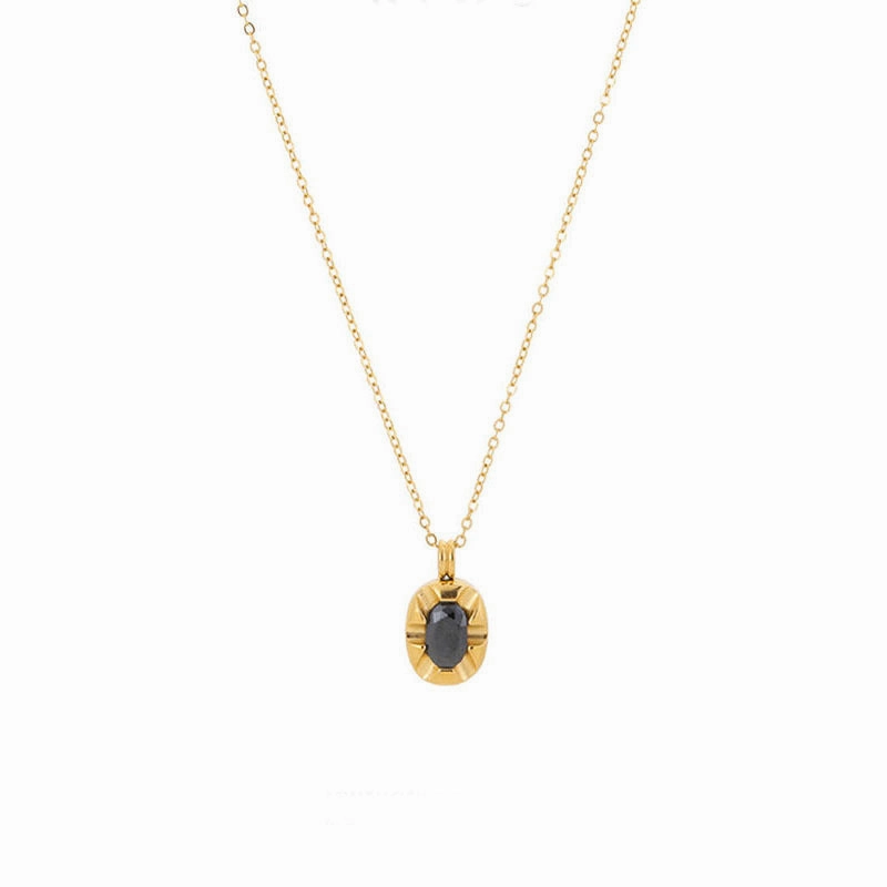 Wholesale Retro Simple Black Diamond Titanium Steel Clavicle Necklace