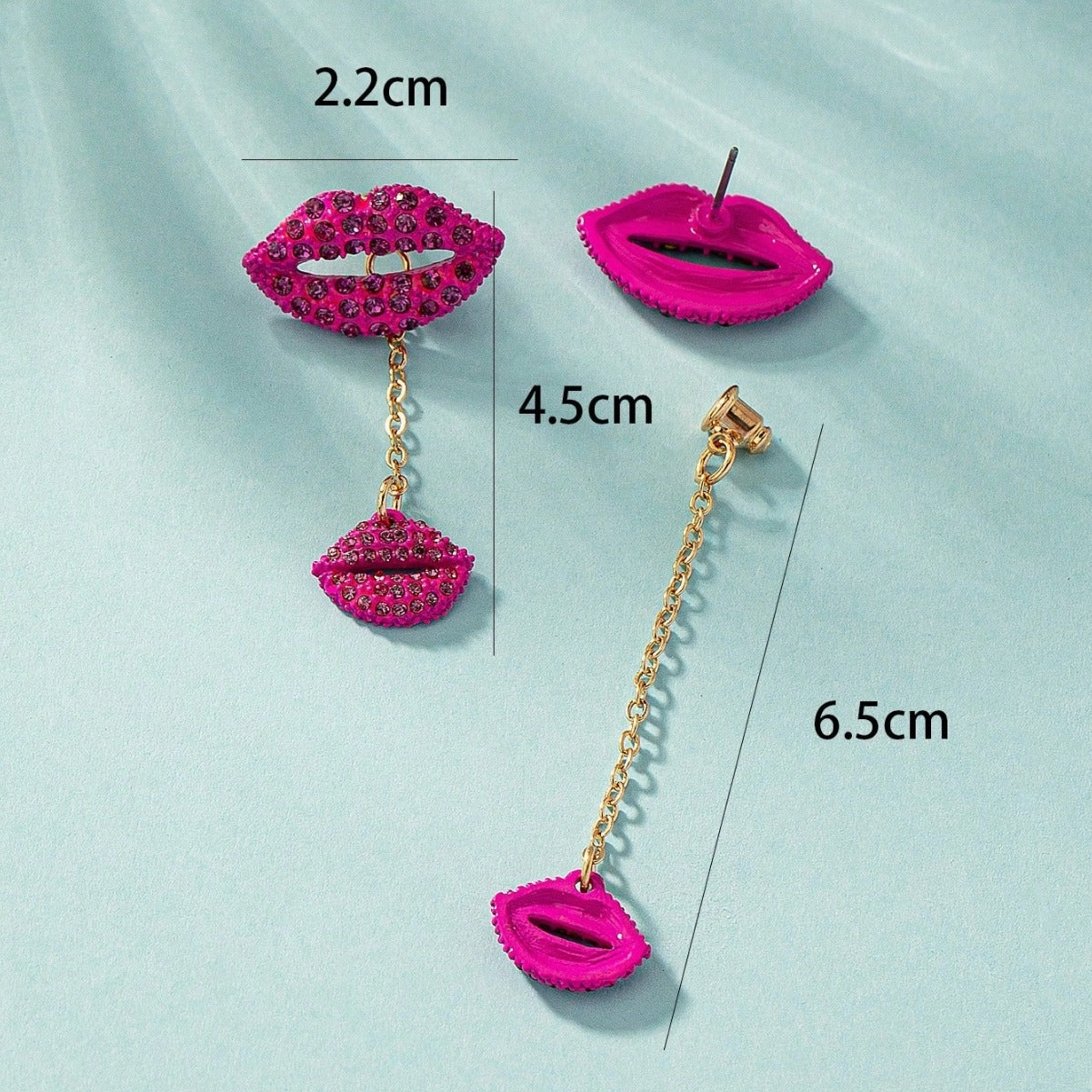 Wholesale Retro simple personalized creative lips Diamond-embedded niche design earrings