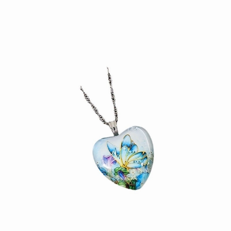 Wholesale Retro Style Small Fresh Butterfly Heart-shaped Necklaces