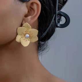 Wholesale Retro Super Exaggerated Tassel Fashion Personality Frosted Versatile Trendy Petal Earrings