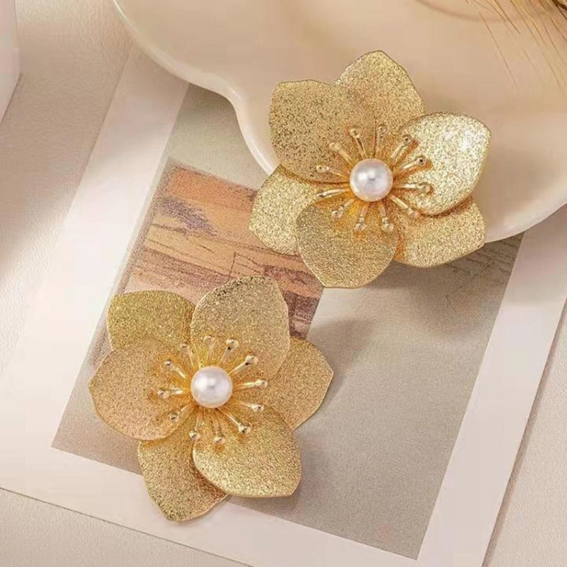 Wholesale Retro Super Exaggerated Tassel Fashion Personality Frosted Versatile Trendy Petal Earrings