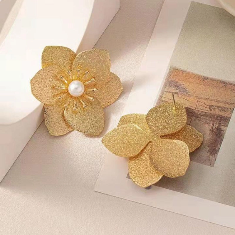 Wholesale Retro Super Exaggerated Tassel Fashion Personality Frosted Versatile Trendy Petal Earrings