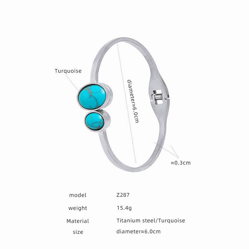 Wholesale Retro Titanium Steel Drip Oil Octagram Open Stretch Female Bracelet