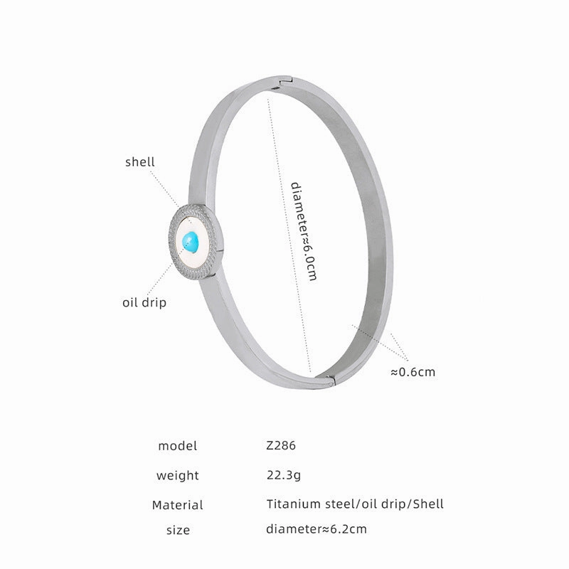 Wholesale Retro Titanium Steel Drip Oil Octagram Open Stretch Female Bracelet