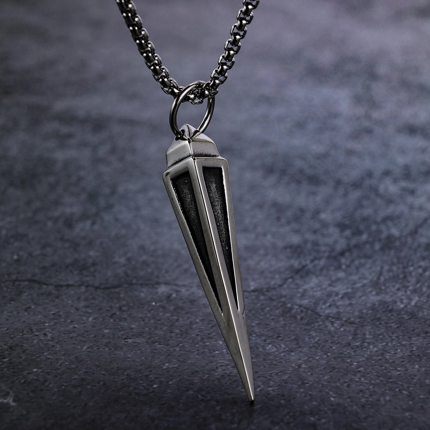 Wholesale retro trend triangular cone shape stainless steel pendant