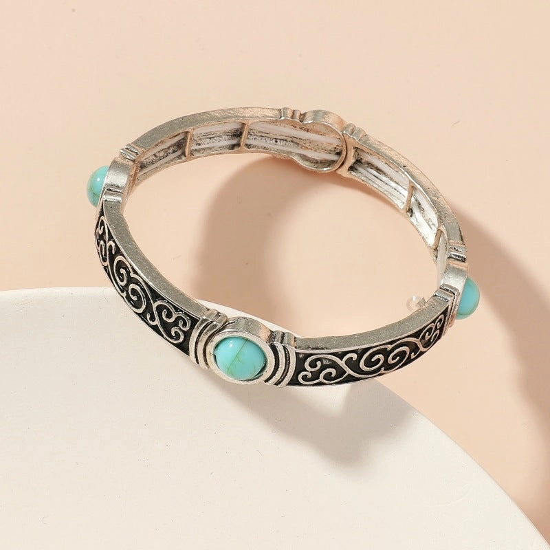 Wholesale Retro Turquoise Ethnic Style Elastic Bracelets