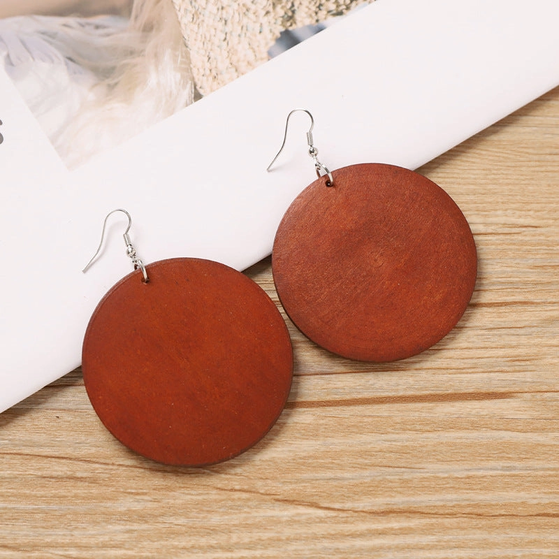 Wholesale Retro wooden exaggerated earrings Chinese ethnic style