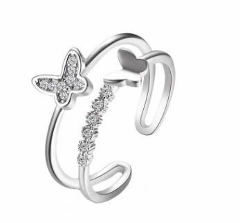 Wholesale Rhinestone Butterfly Alloy Rings