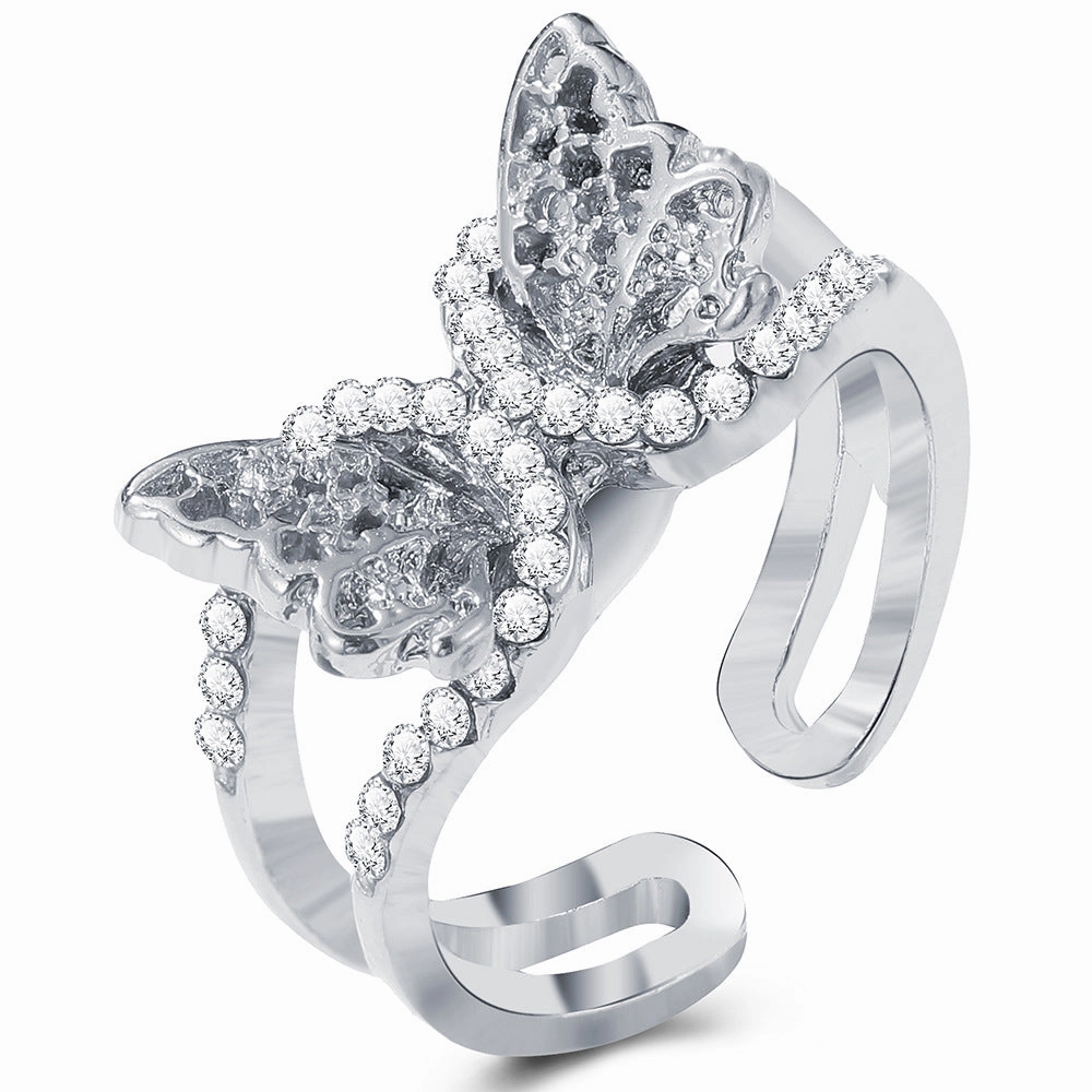 Wholesale Rhinestone Butterfly Alloy Rings