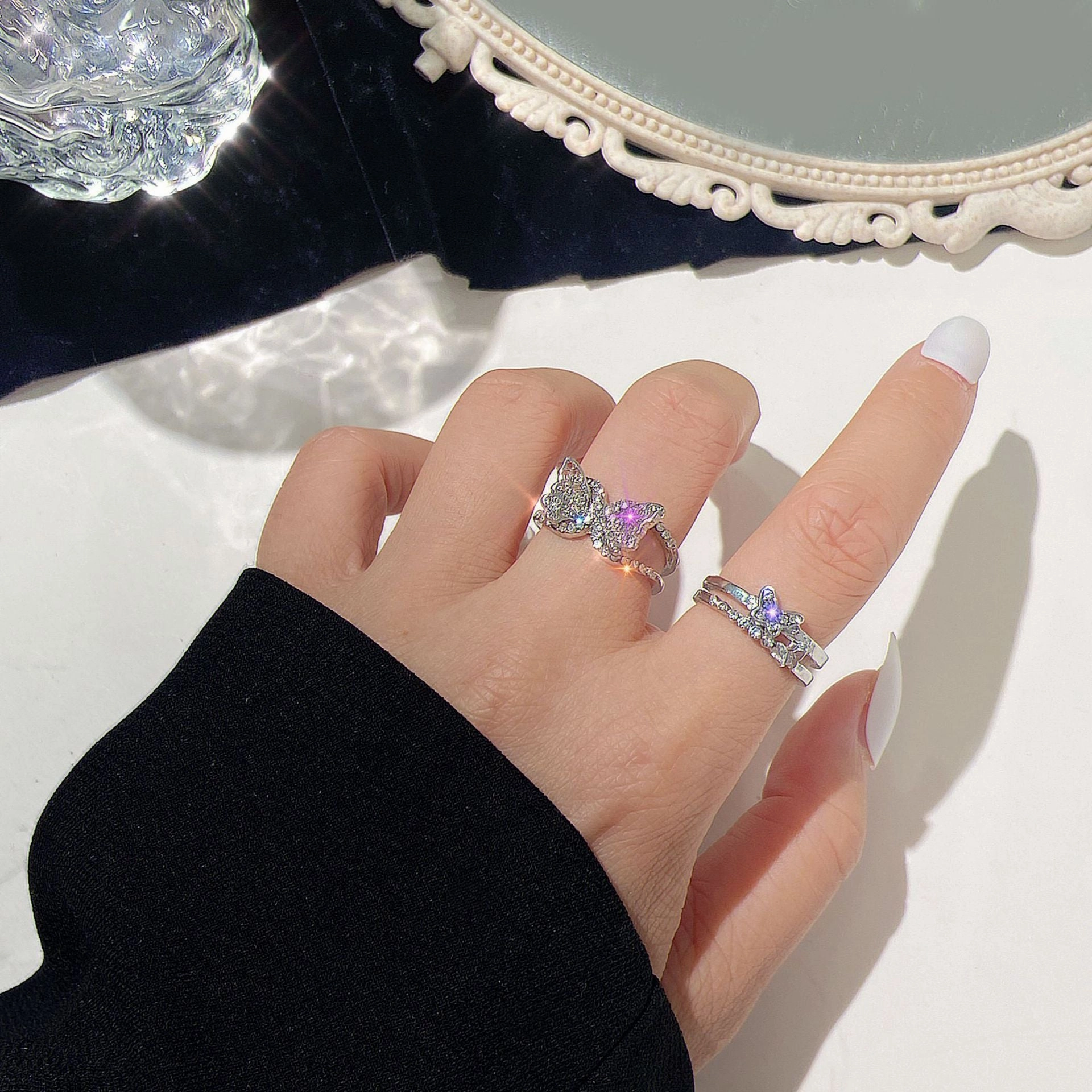 Wholesale Rhinestone Butterfly Alloy Rings
