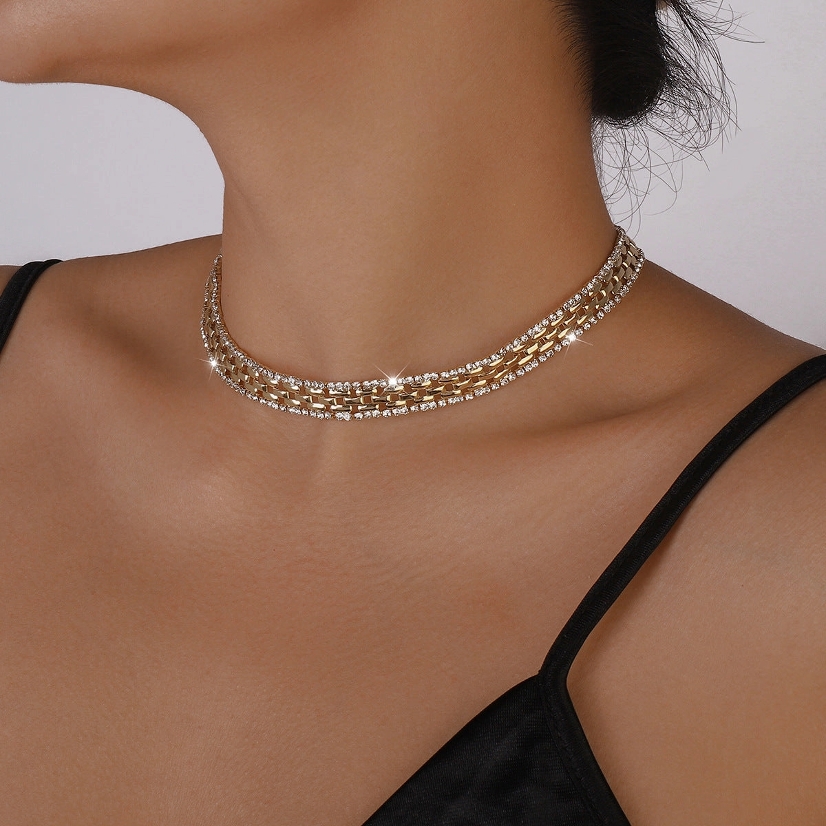 Wholesale Rhinestone Claw Chain Vintage Row Diamond Necklace