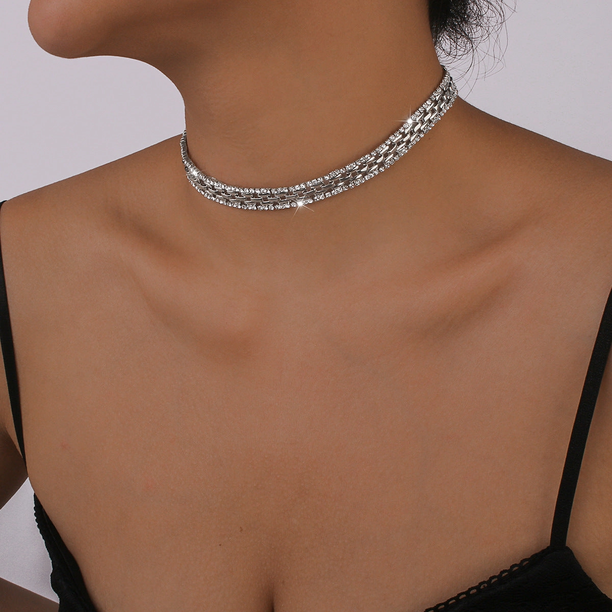 Wholesale Rhinestone Claw Chain Vintage Row Diamond Necklace