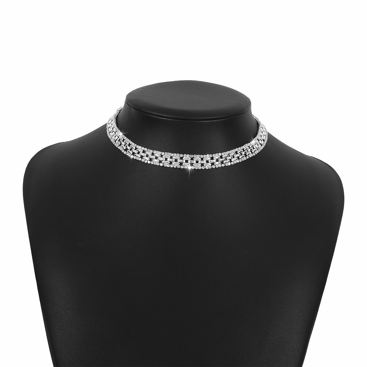 Wholesale Rhinestone Claw Chain Vintage Row Diamond Necklace