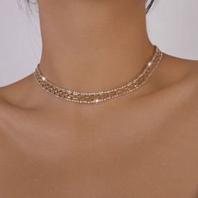 Wholesale Rhinestone Claw Chain Vintage Row Diamond Necklace